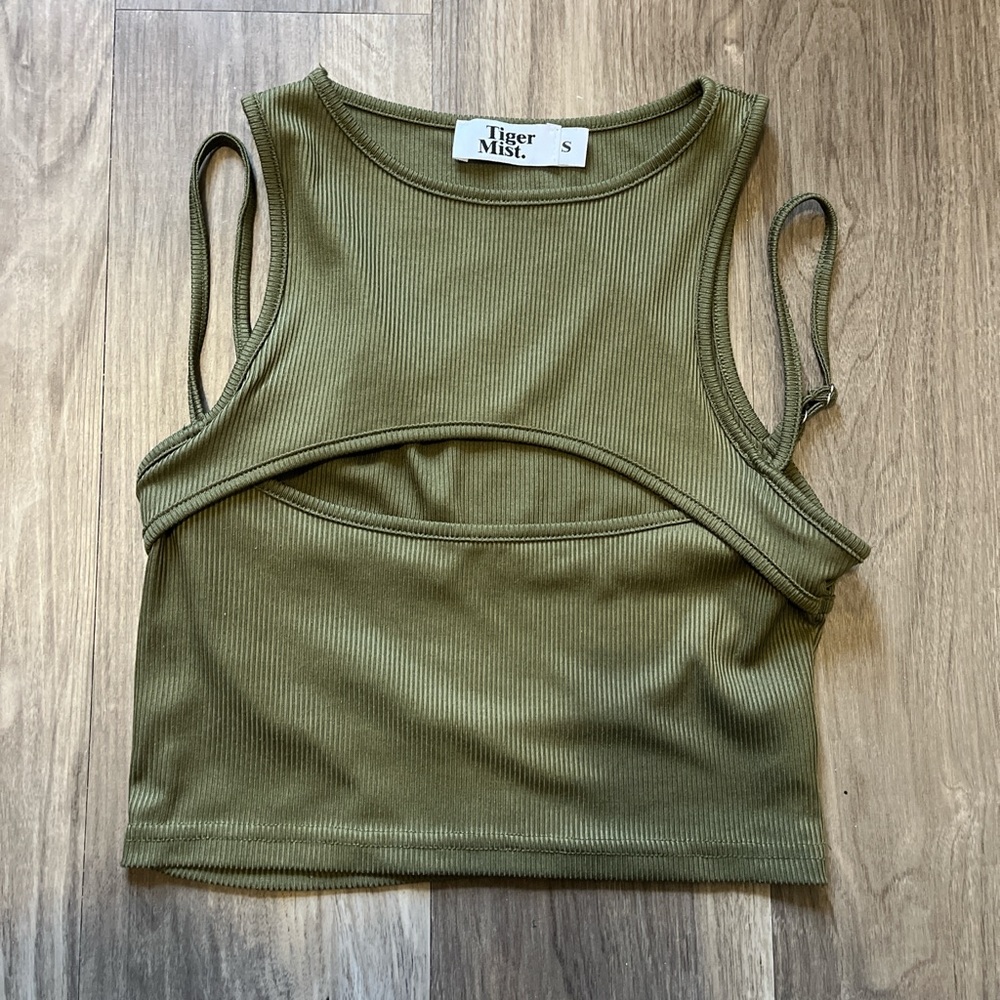 Tiger Mist Khaki Ribbed Tank Top